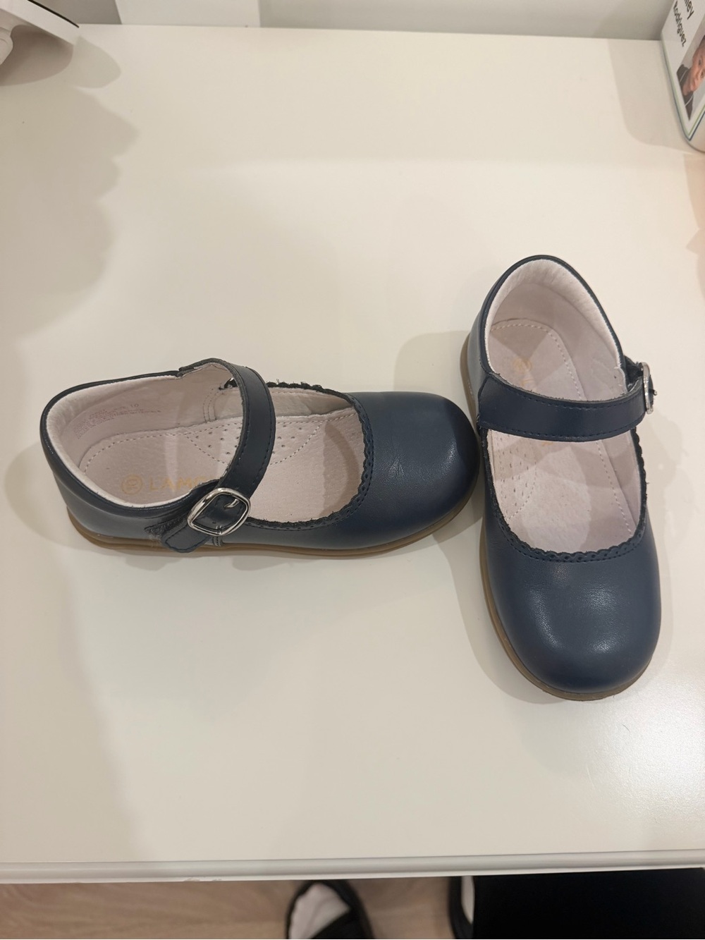 L'Amour Navy Girls Mary Jane Dress Shoes with Buckle